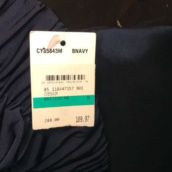 Tadashi cocktail dress NWT Navy Satin Ruched Size 10 Women’s - Picture 2 of 7